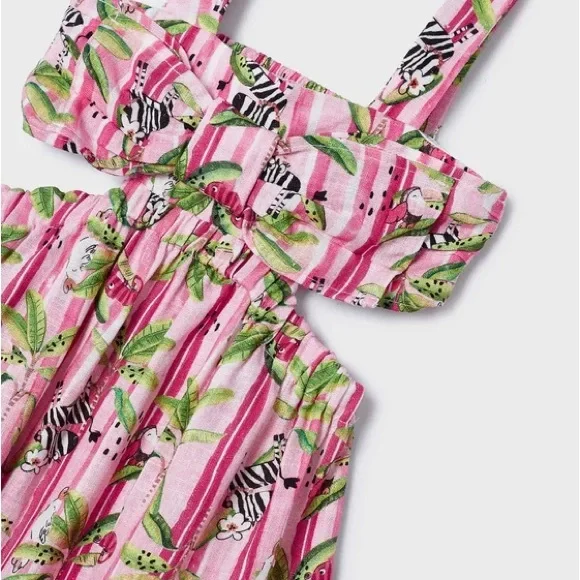 Mayoral Pink and White Ruched Tiered Sundress - Picture 2 of 3